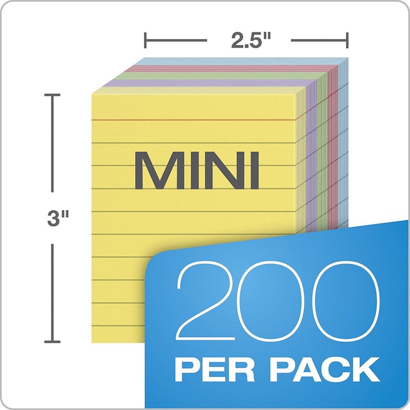 Esselte Oxford Mini Index Cards, 3" x 2.5", Ruled, Assorted Colors, 200 Per Pack, Pack Of 4, 800 Cards Total (10010EE) - Image 2
